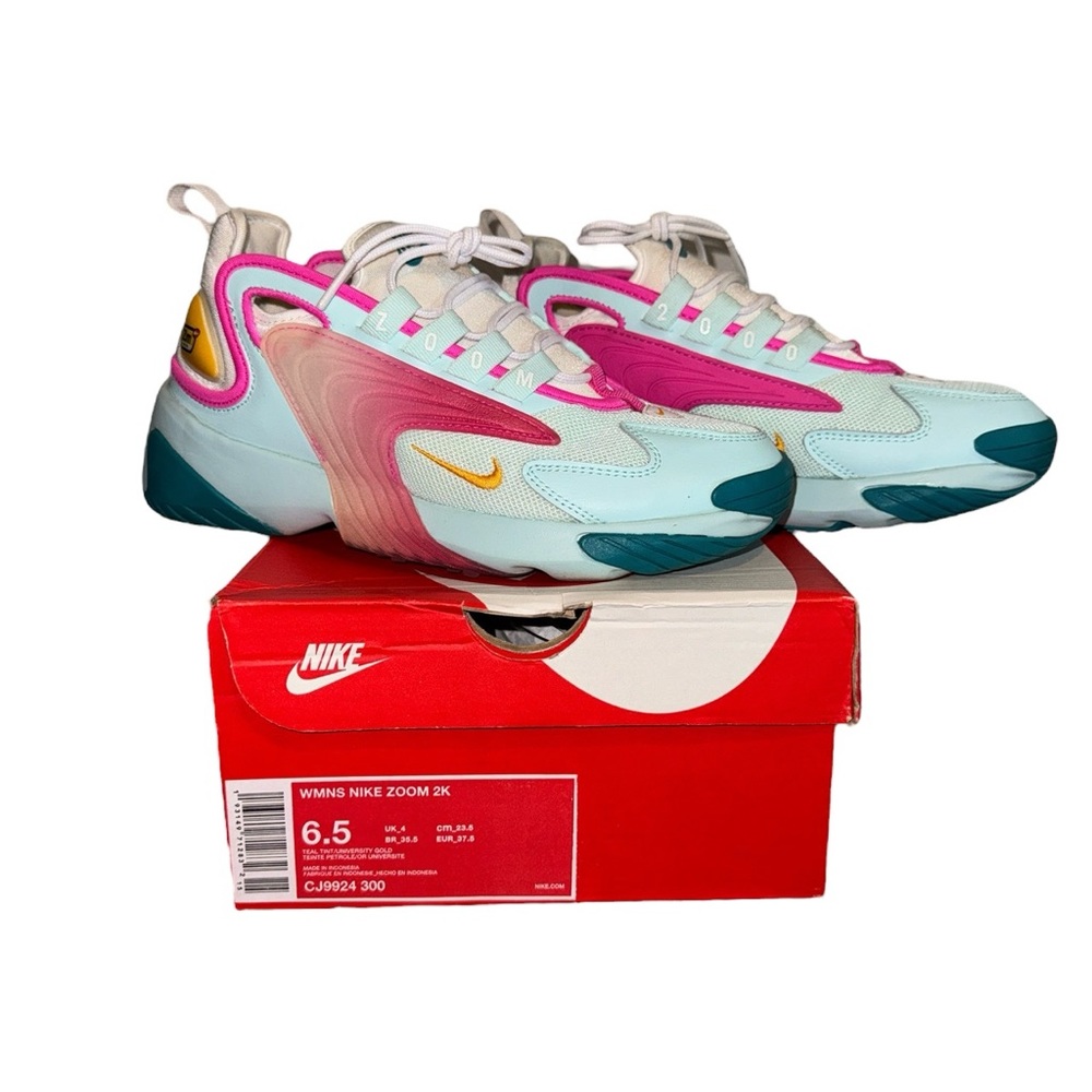 Nike Zoom 2k Teal, Pink, Gold
Women Size 6.5